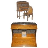 Chinese hand-carved desk from around 1940 with matching chair.