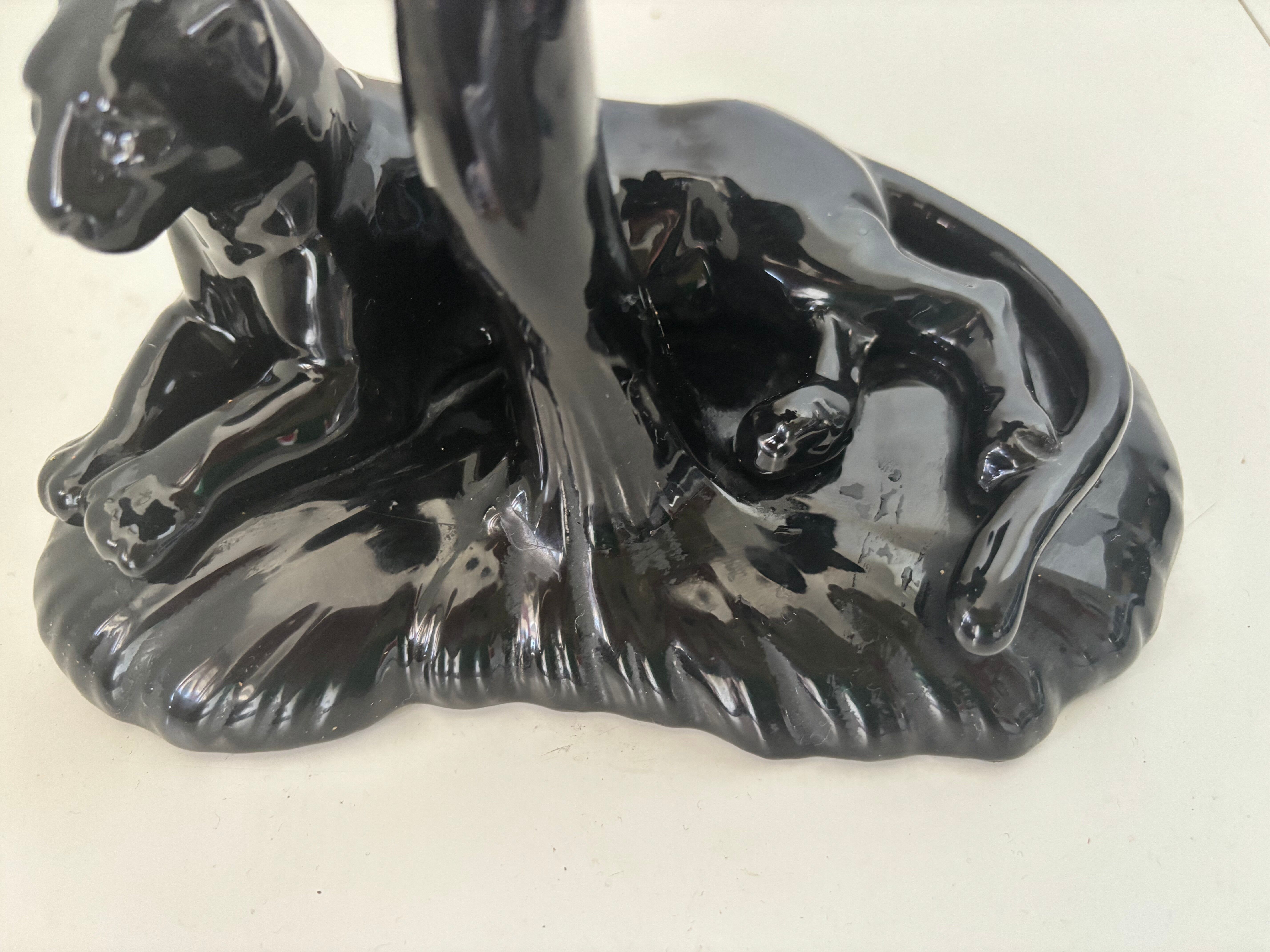 Black panther Art Deco candlestick