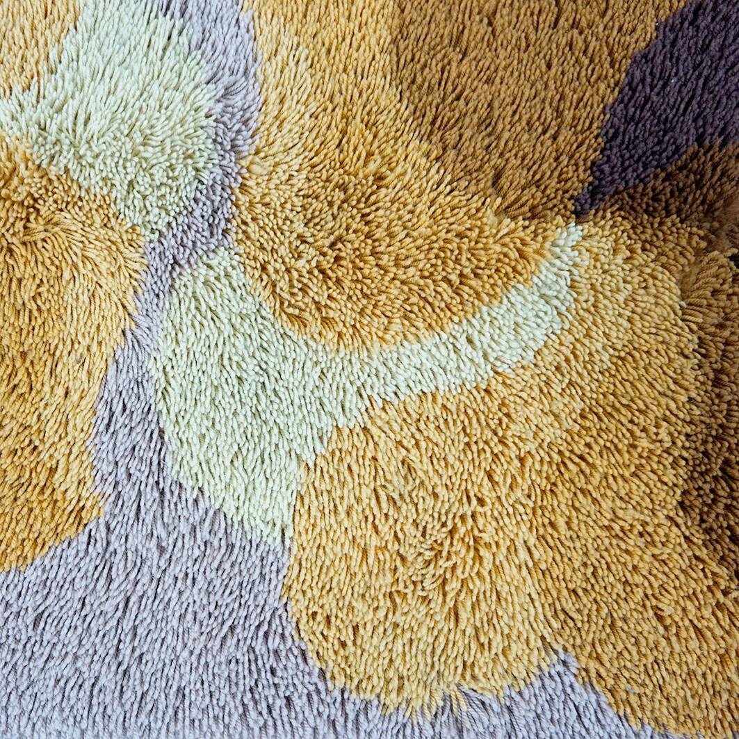Brown and yellow floral wool carpet by Desso, Netherlands, 1970s.