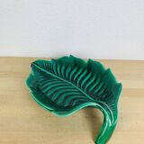 Ceramic cup signed CAB, green leaf, 1950s, slip