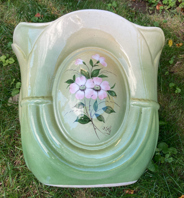 Cache pot art déco très belles nuances de vert