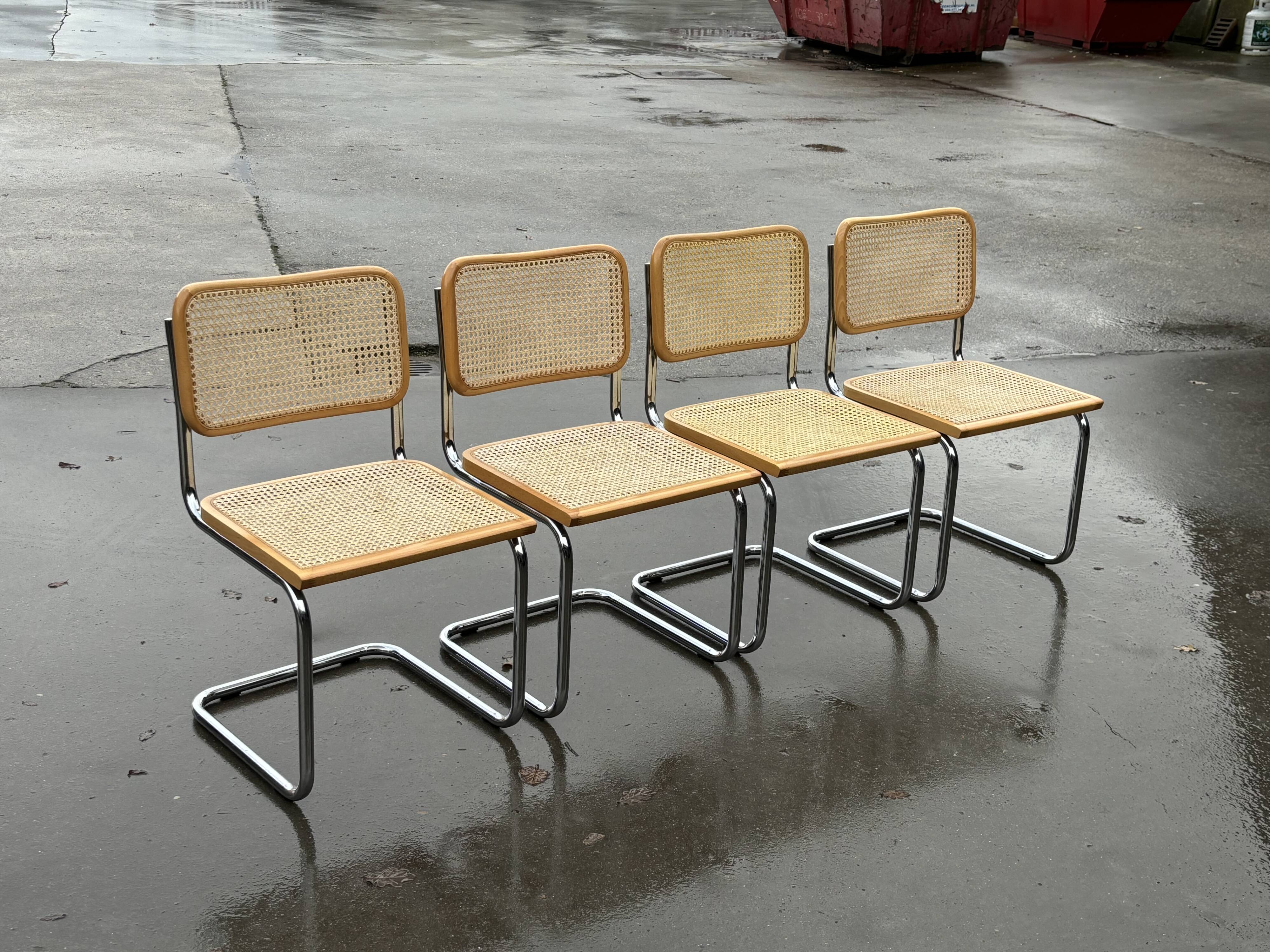 Set of 4 chairs Cesca B32 designed by Marcel Breuer design made in Italy