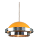 Space Age Italian Orange and Chrome Metal Pendant Lamp, 1970s