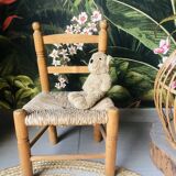 Children's chair blond wood and straw