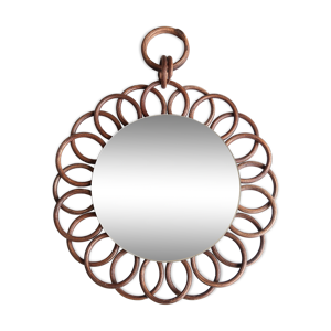 miroir fleur en rotin,