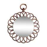 Rattan flower mirror, 1970s - 26 cm