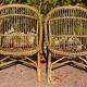 Pair of 1950s rattan armchairs from France.