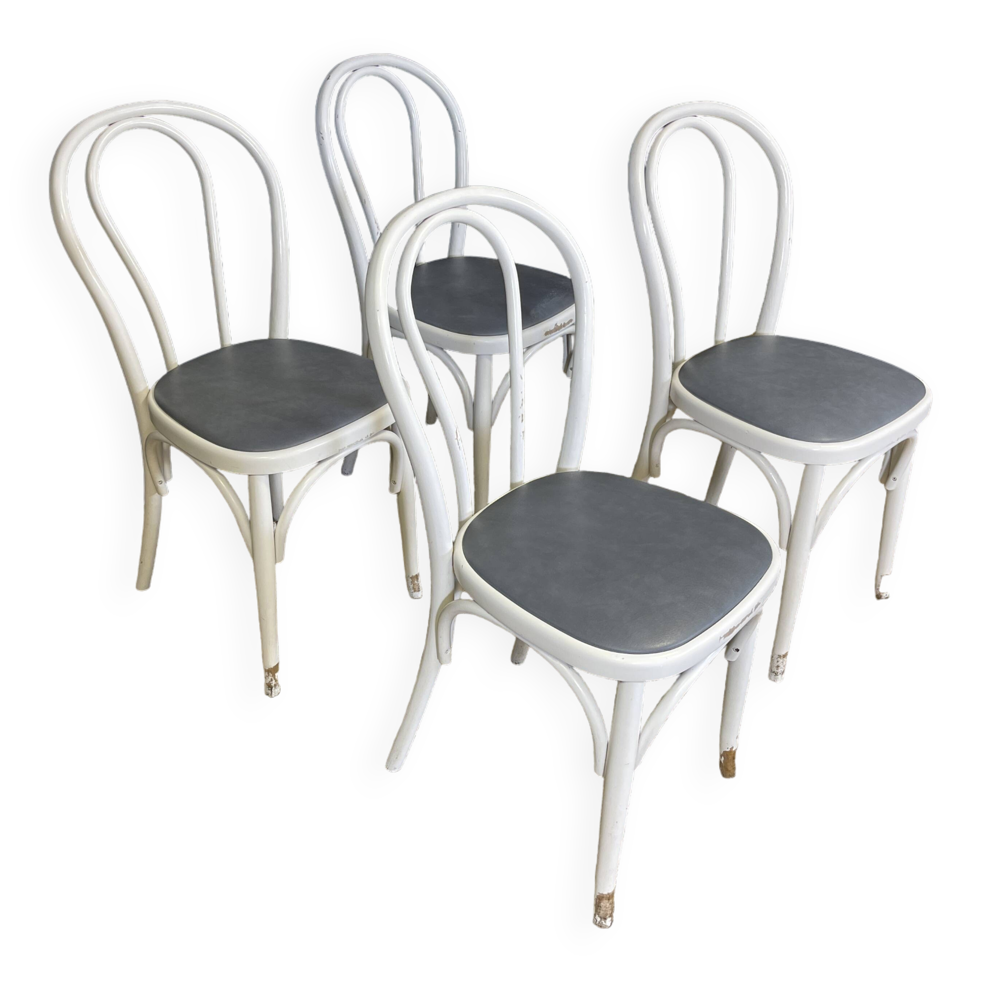 Set of 4 curved wood bistro chairs