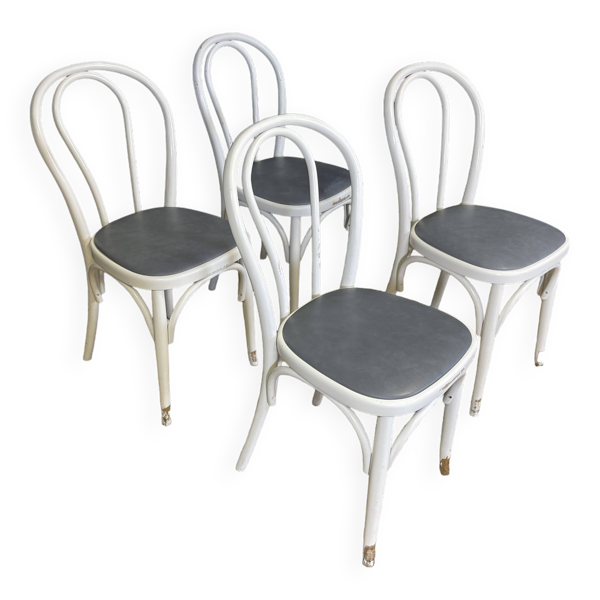 Ensemble de 4 chaises bistrot bois courbé type Thonet