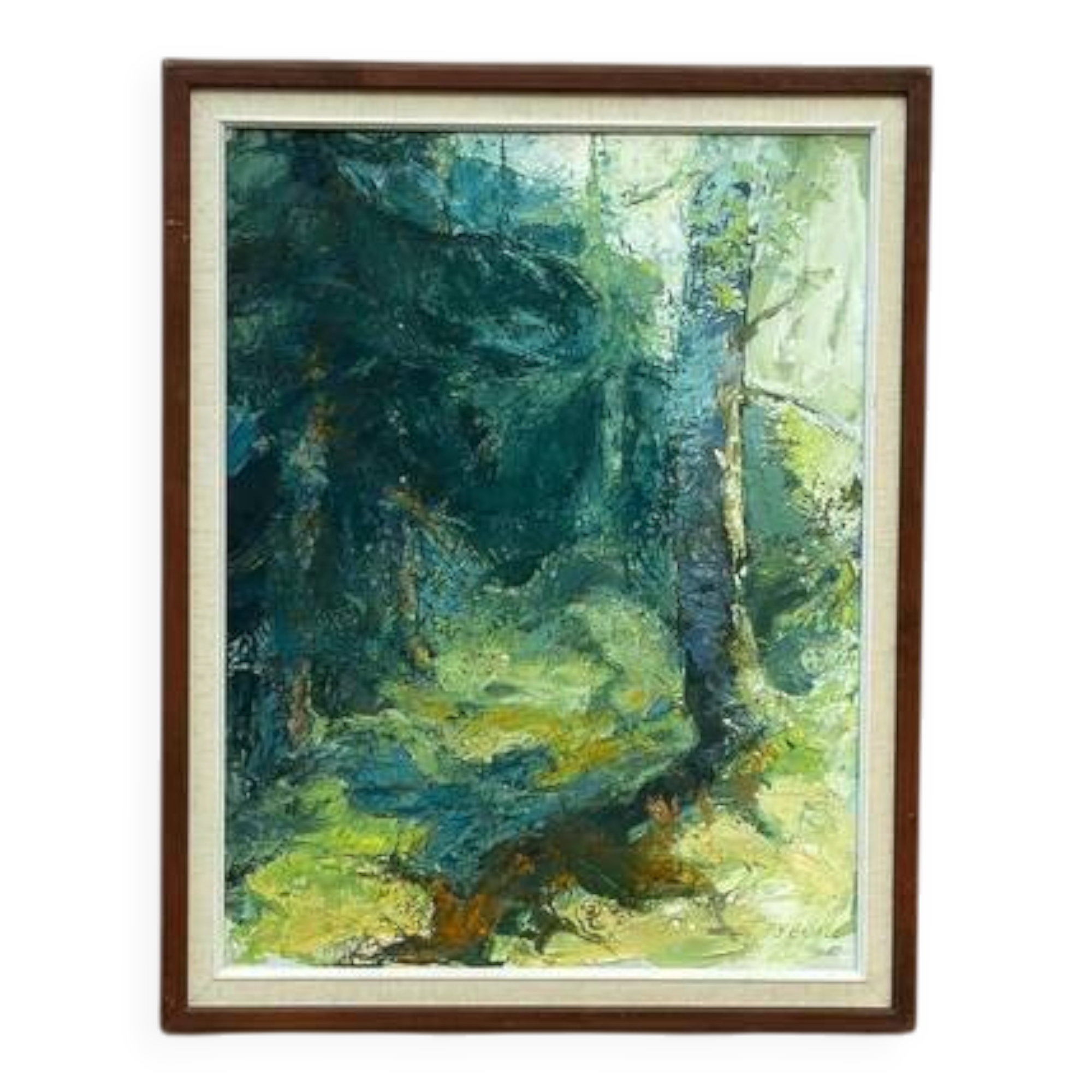 Original Mid Century Swedish Oil on Canva"Forest Brows" by Inga Öfjäll