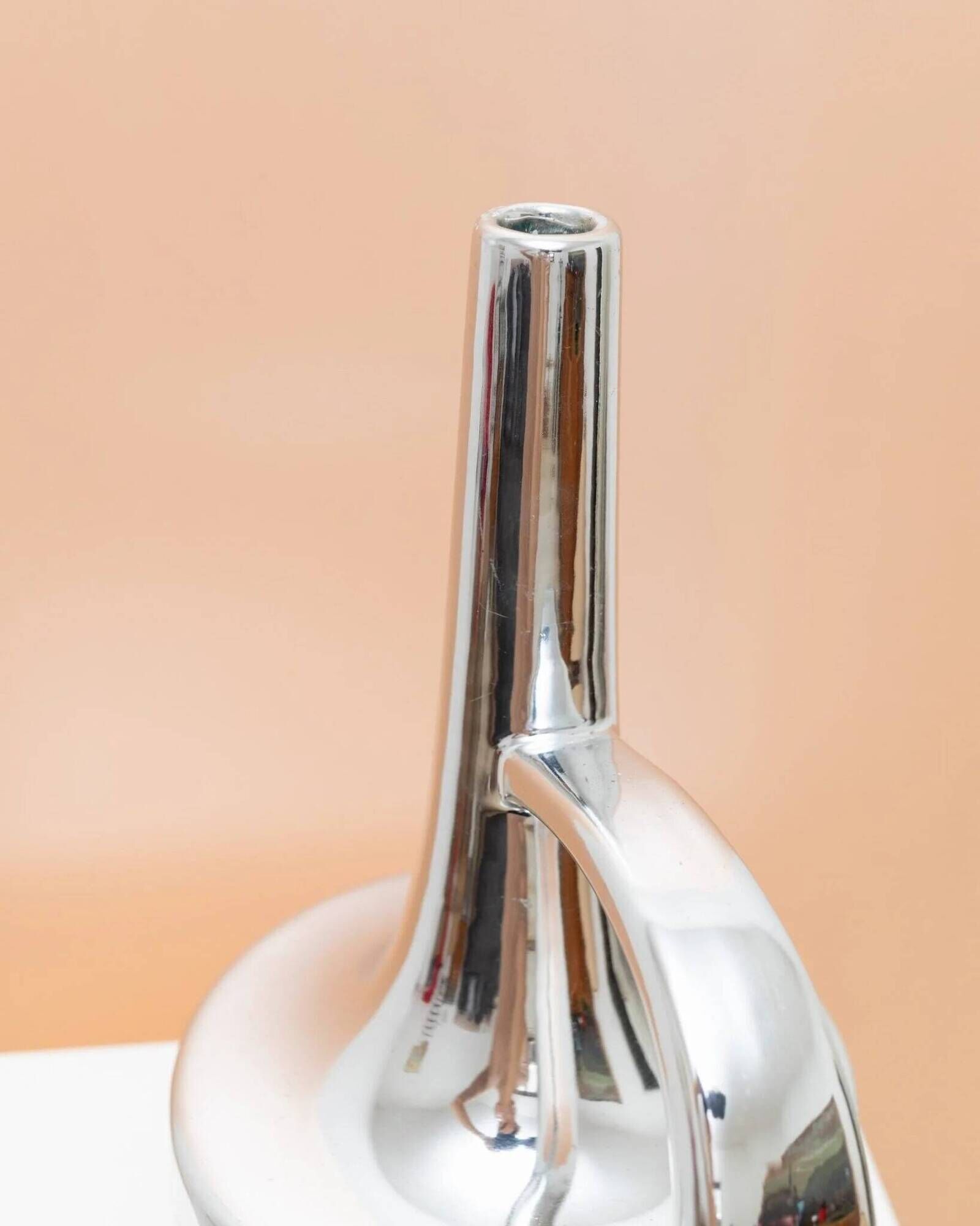 XL Vintage Ceramic Vase in Chrome Glaze (Silver) – SSF Italia, Space Age 1970s