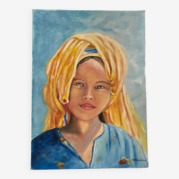 Oil on canvas portrait of young girl