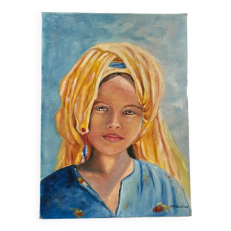 Huile sur toile portrait de jeune fille