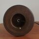French vintage gold coloured metal & wood table lamp decorative glass shade