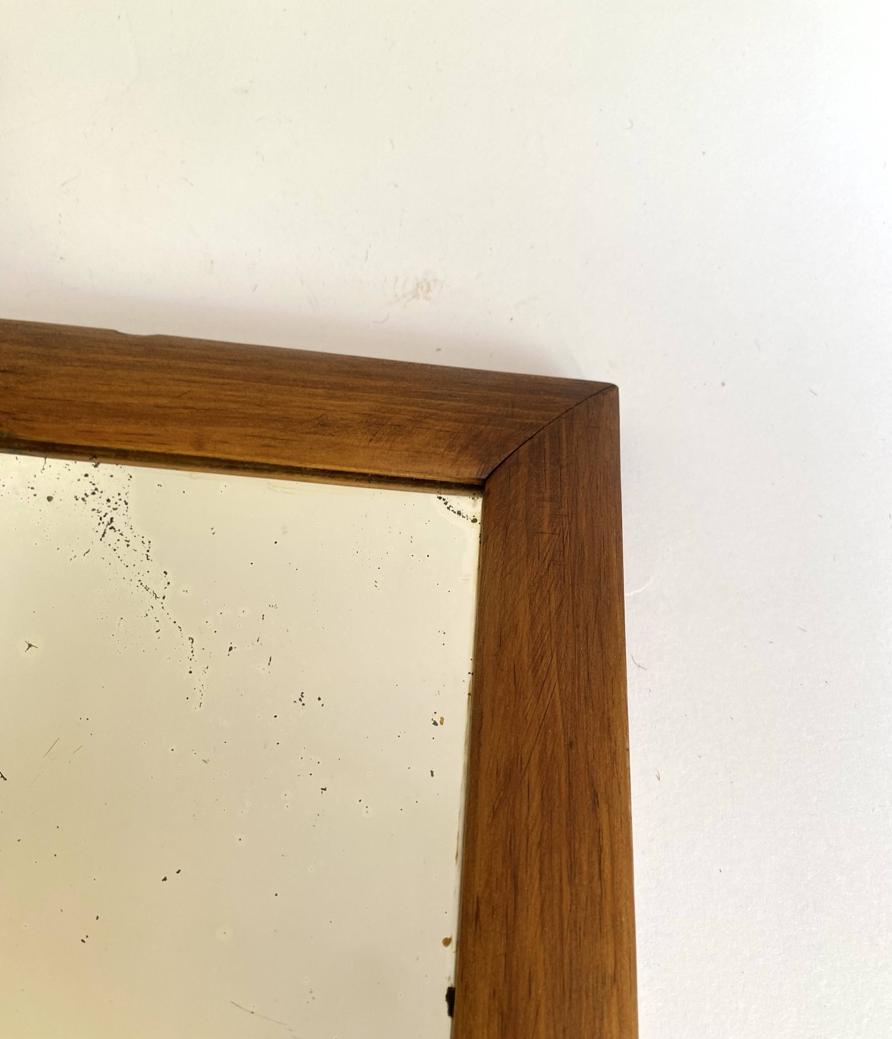 Miroir glace ancienne, bois chapeau de gendarme