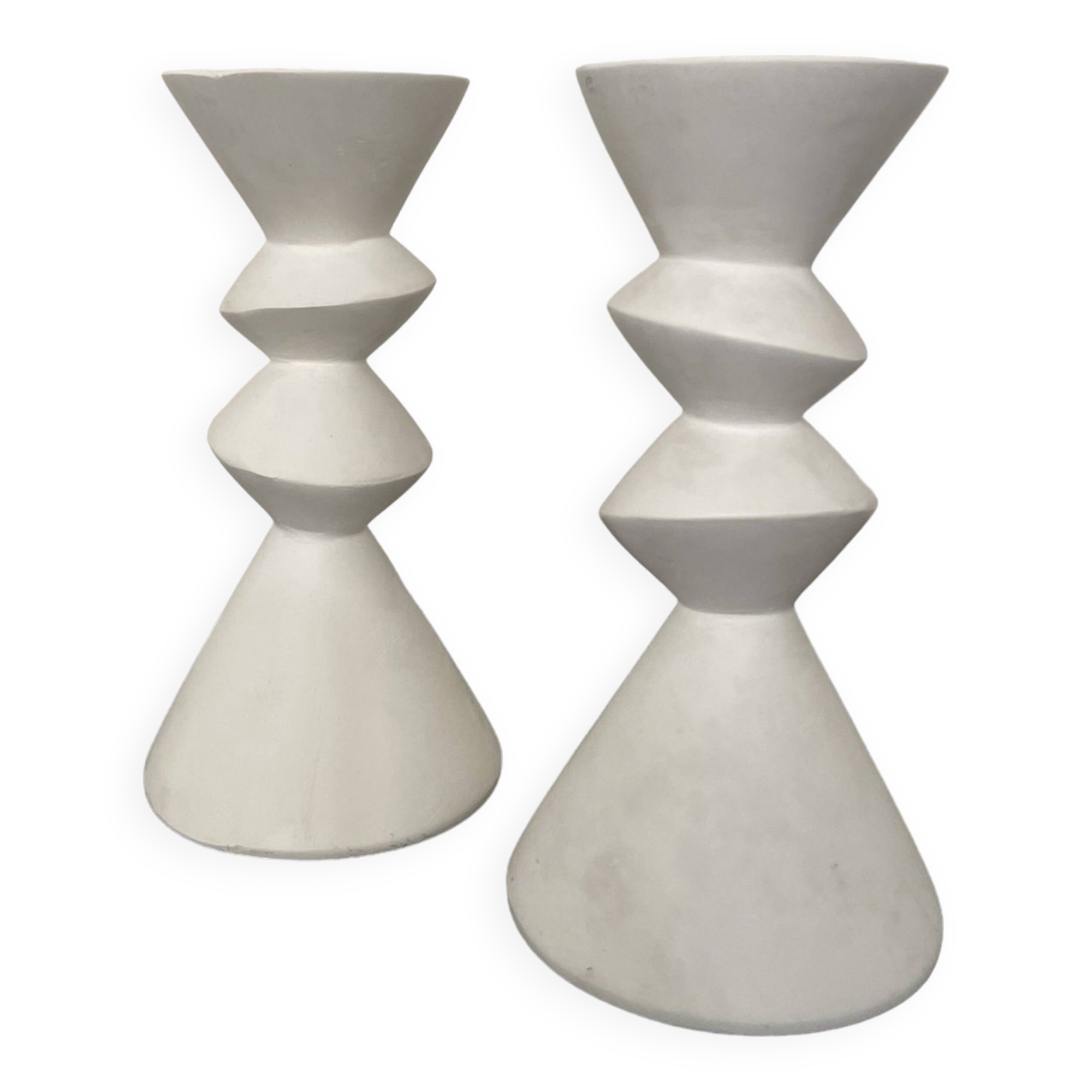 Pair of plaster candlesticks 1980