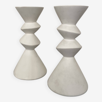 Pair of plaster candlesticks 1980