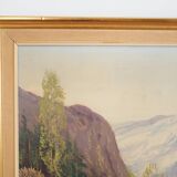 Painting „The Chalet at the Mountain Stream”, Scandinavian design, 1970s