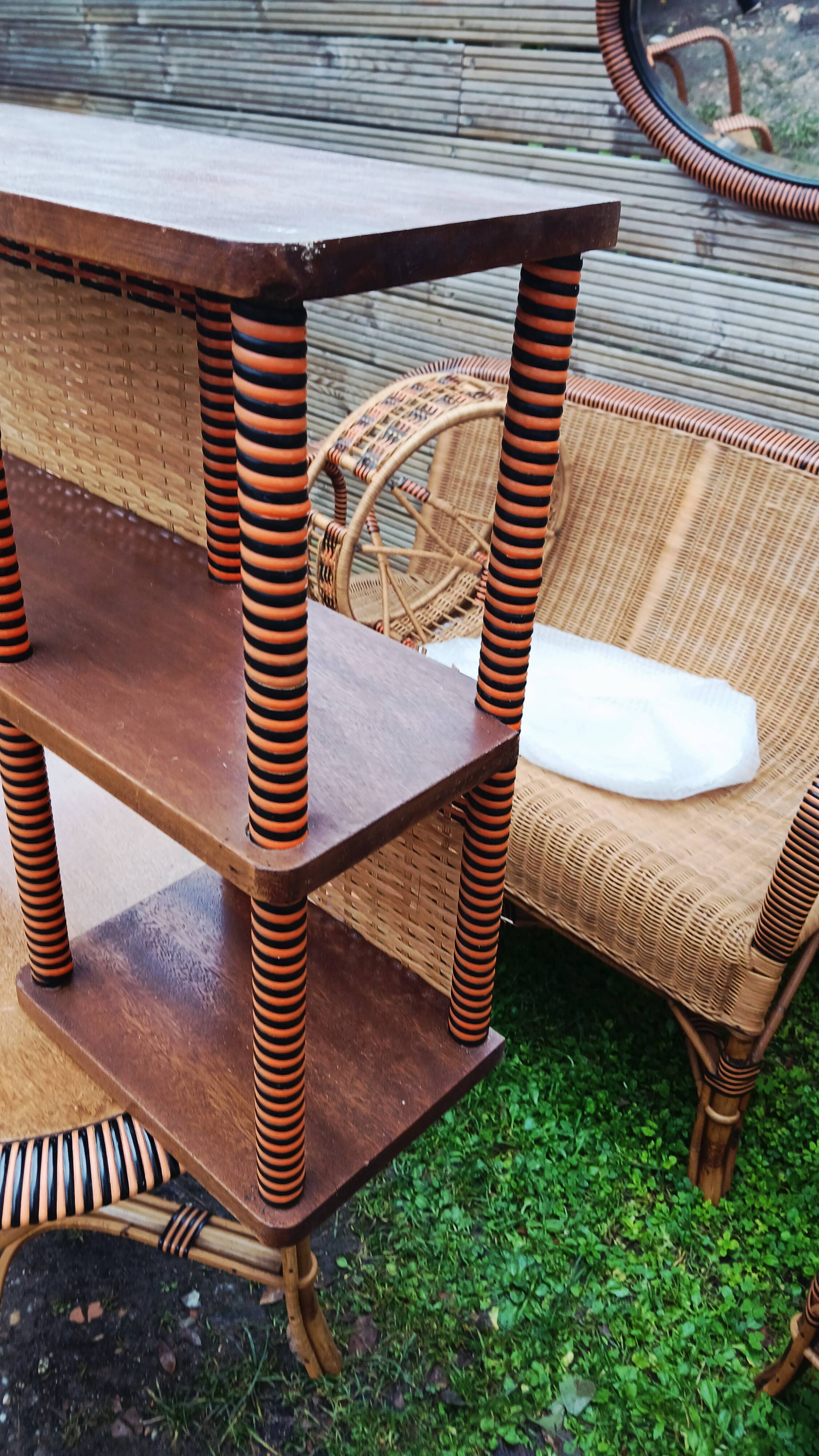 Salon d'hiver ancien en rotin (7 pièces)