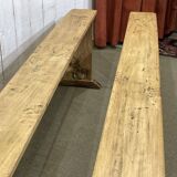 Pair of farmhouse table benches in poplar from the early 20th century.