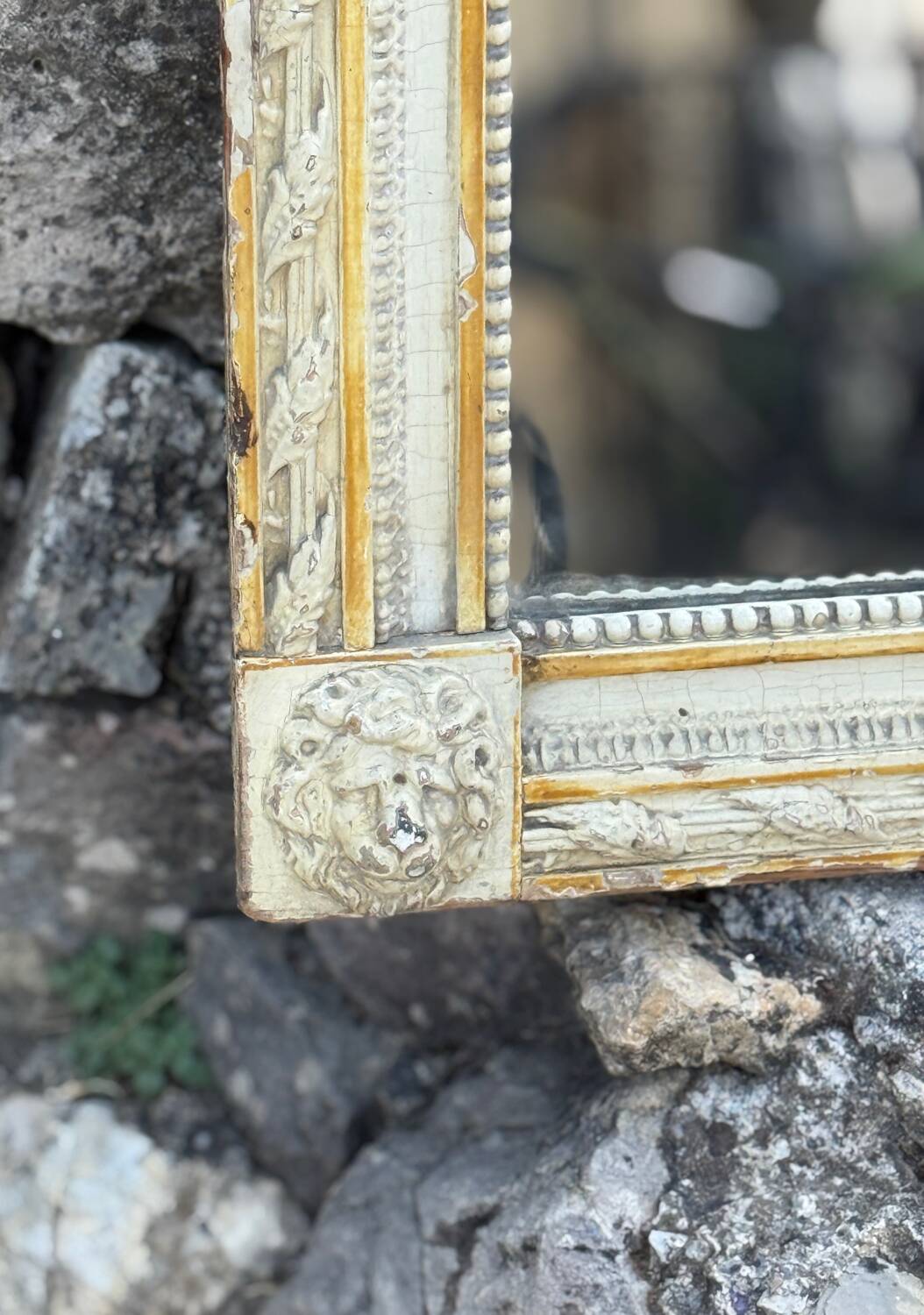 18th century painted wooden mirror