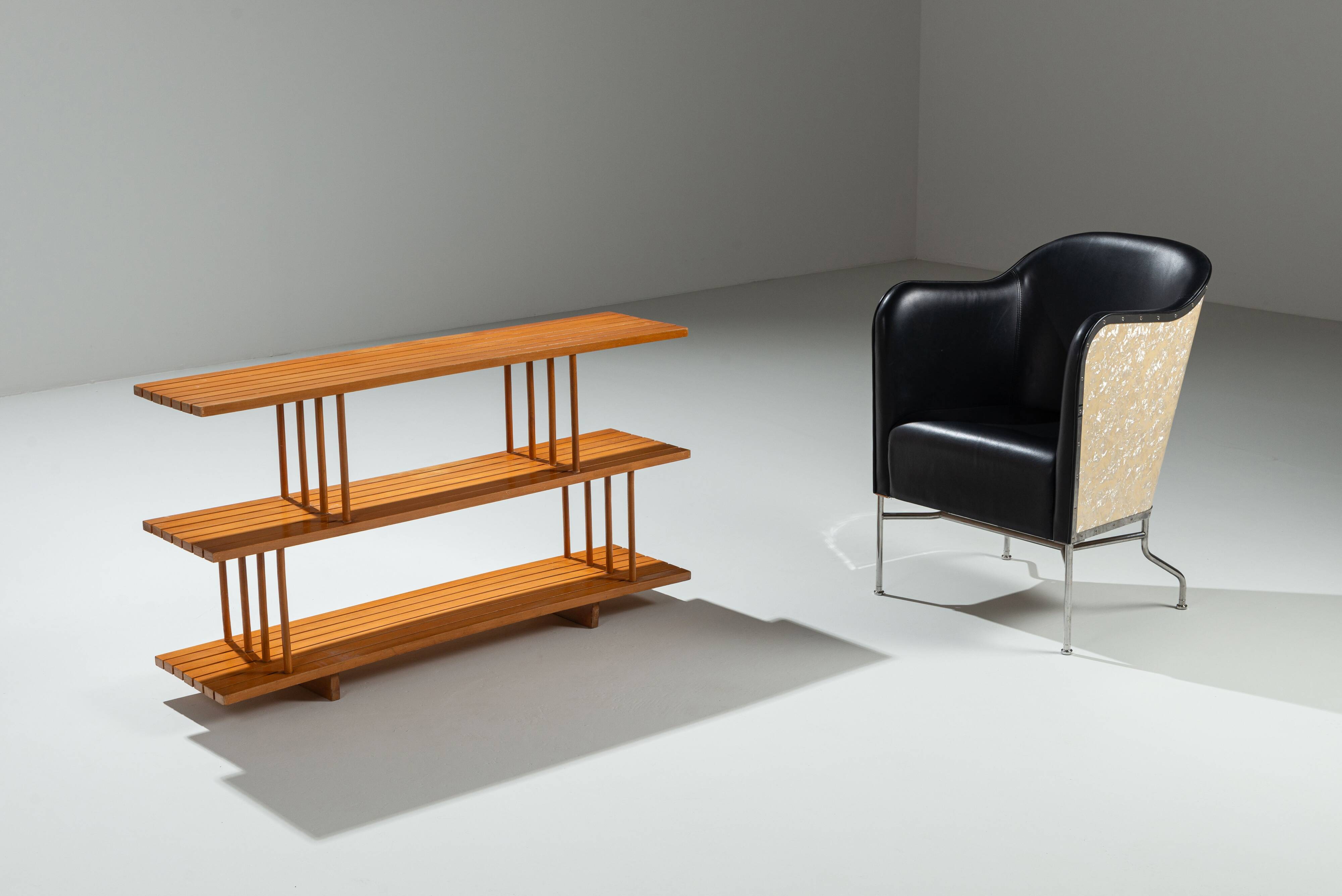 Mid-Century three tier wooden shelving unit