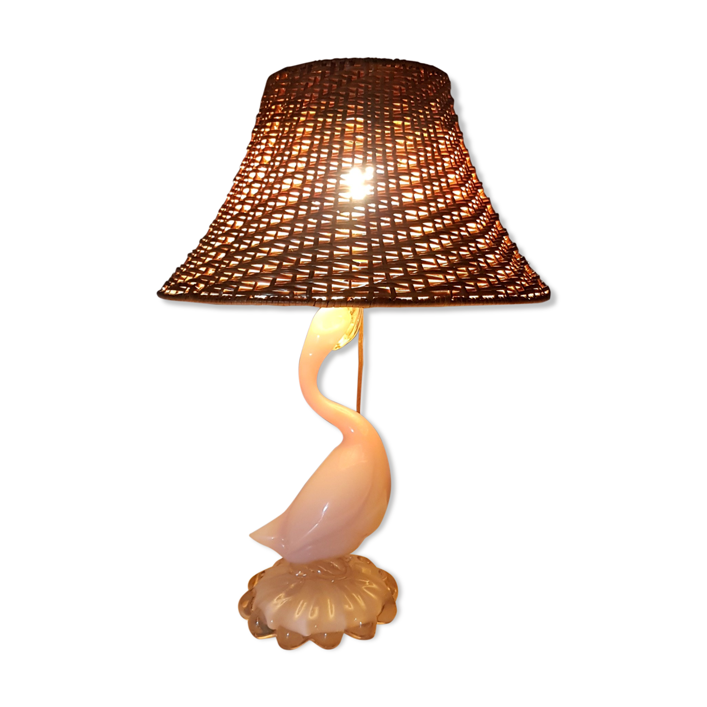 Lampe de table en verre de Murano solide en forme de canard, Italie des années 1960