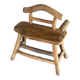 Small brutalist bench with backrest and armrests in Asian blonde teak H67 L6