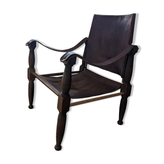 Leather safari armchair