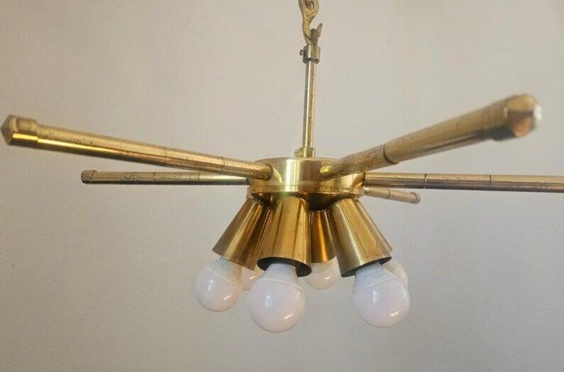 Rare Midcentury Brass Chandelier, 1970s