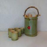 bamboo teapot service and folk art cups
