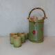 bamboo teapot service and folk art cups