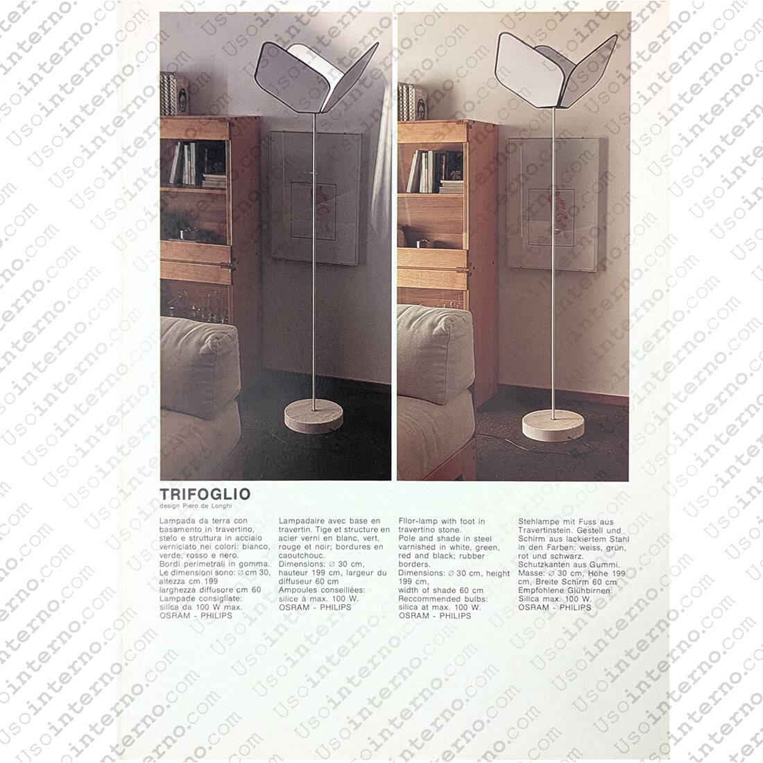 “Trifoglio” floor lamp by Piero De Longhi for Ibis