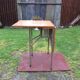 Vintage folding table with teak flaps said wallet with metal tubular base