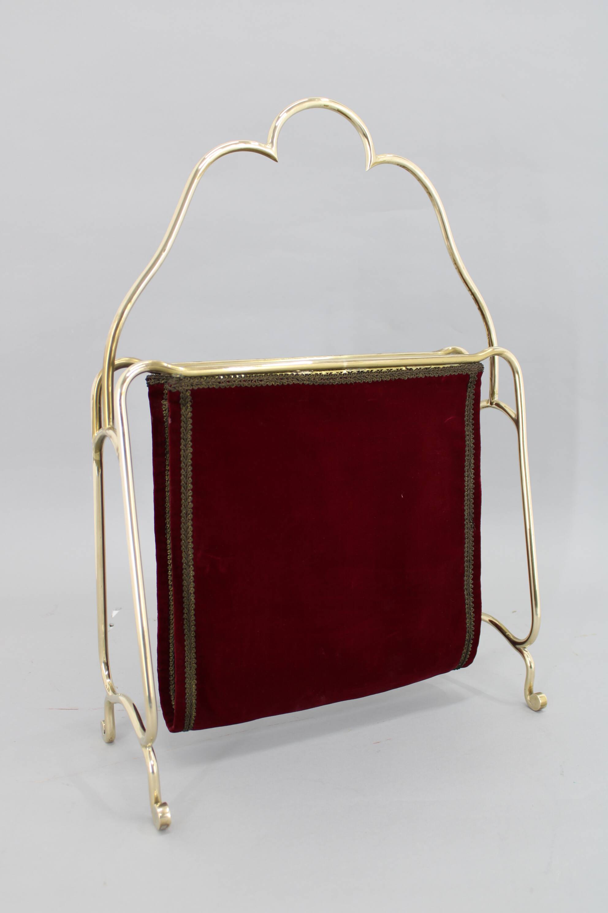 1950s Brass and Fabric Magazine Stand, Italy
