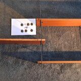 Modular wall shelf in metal and teak, 1950-1960