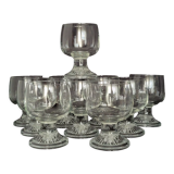 10 vintage stemmed glasses in molded glass