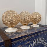 Trio of golden globe wall or ceiling lights