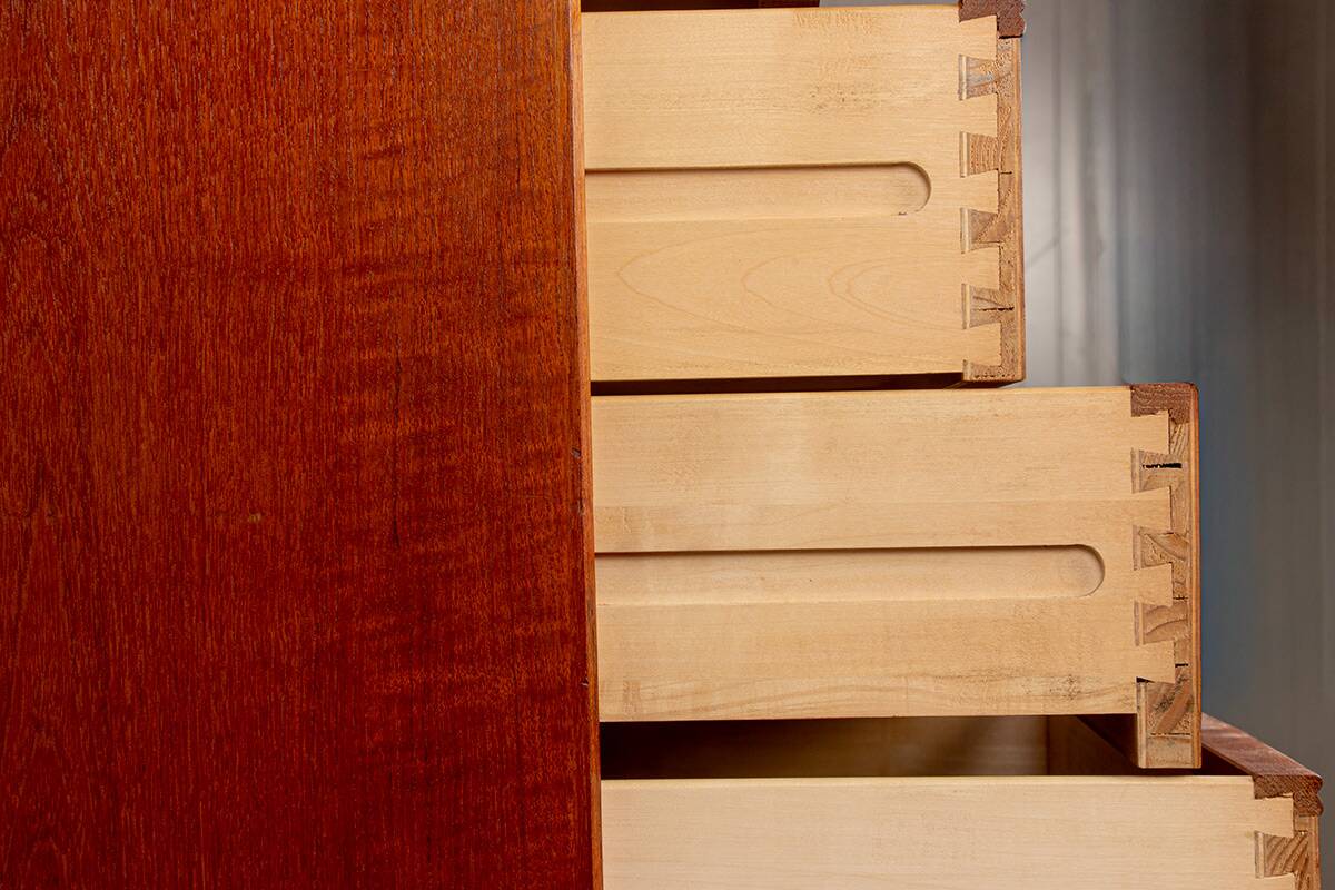Large Danish chest of drawers, tallboy, 7 teak drawers by Henning Jørgesen.