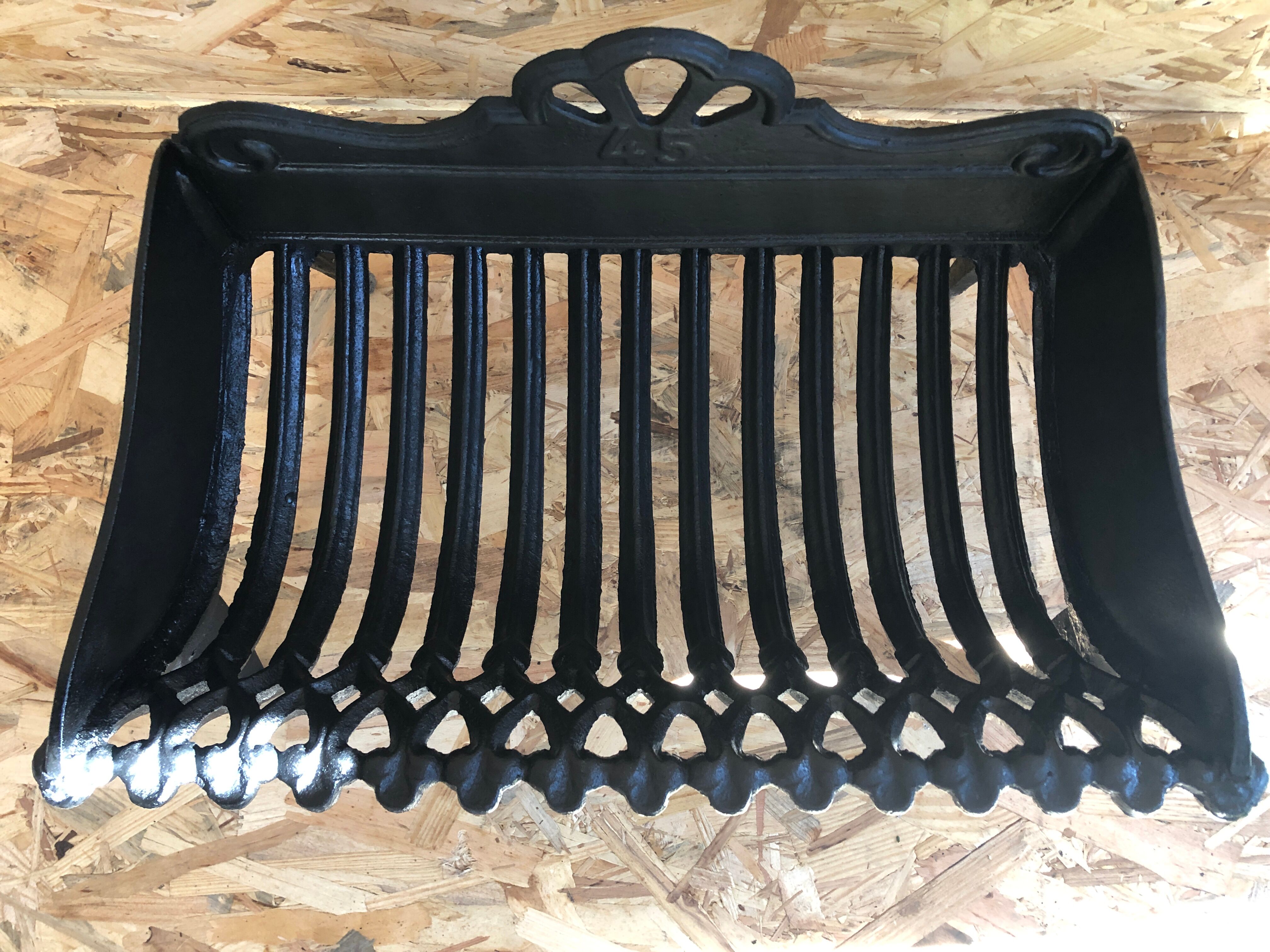 Old fireplace fireplace openwork grid cast iron black + removable plate vintage