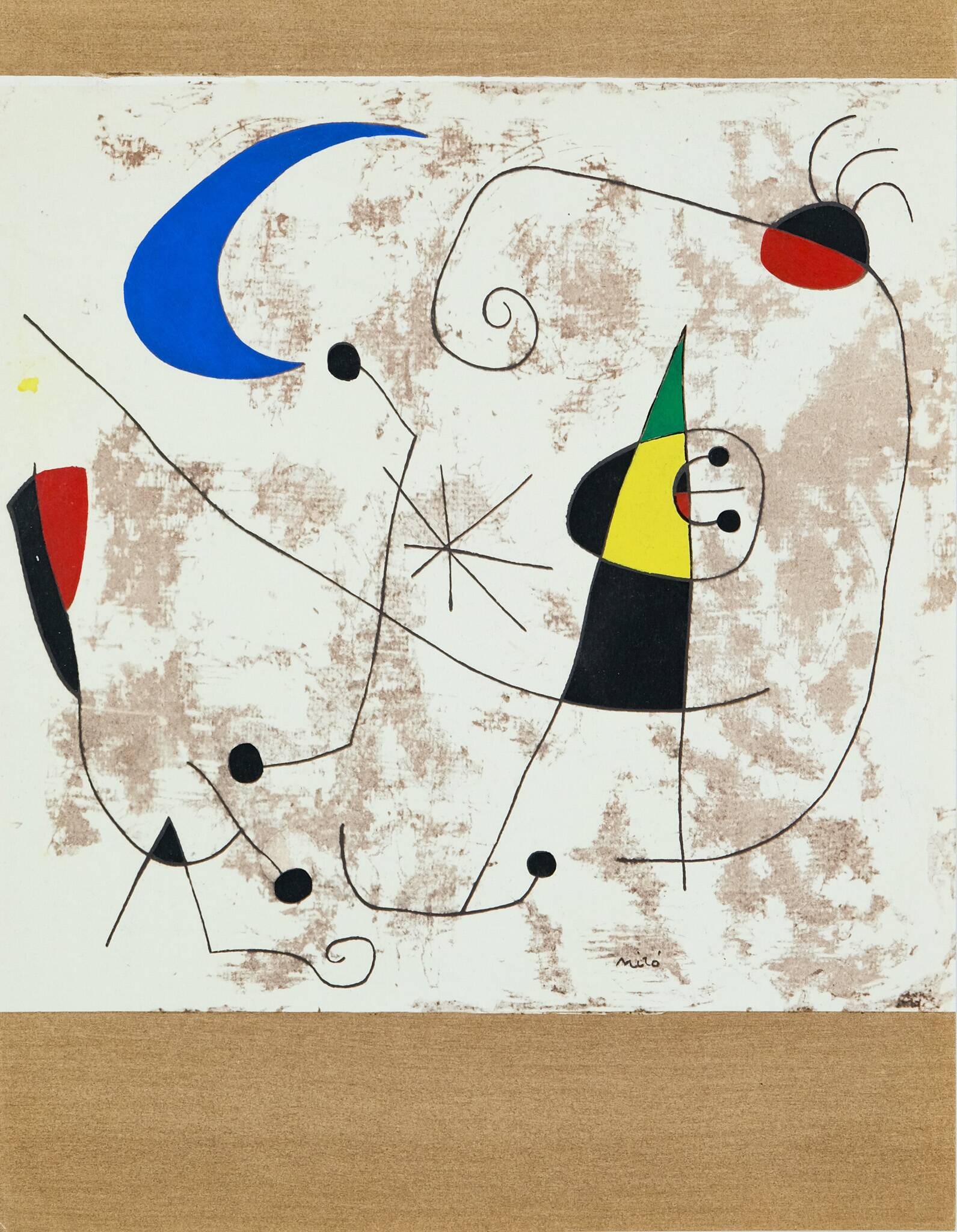 Joan MIRO : Personnage dans la nuit - Pochoir original signé