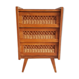 Chiffonnier bois et rotin restauré