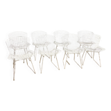 8 Vintage Harry Bertoia Wire Mesh Chairs White Lacquered Knoll