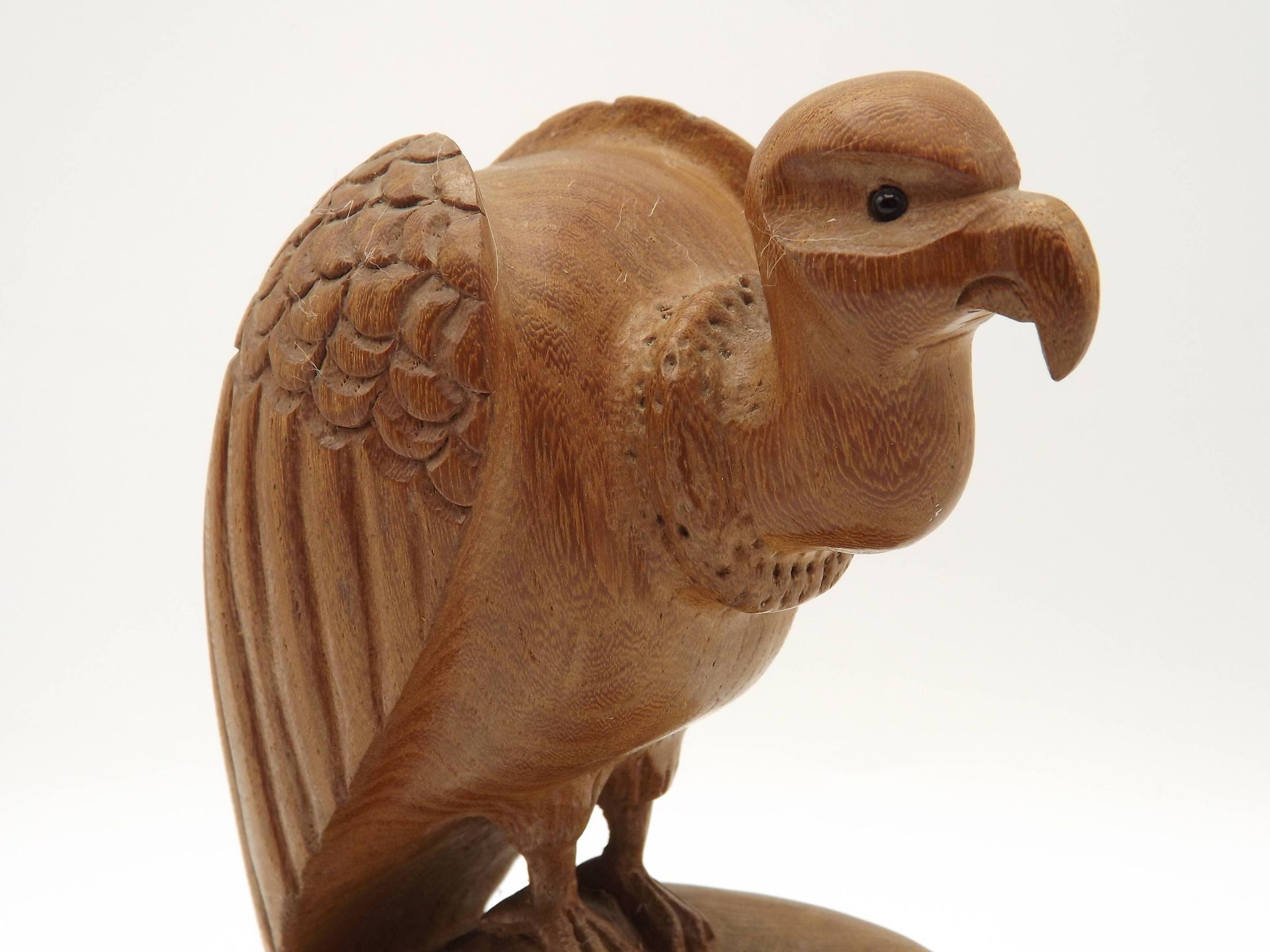 Unusual Pair of Vintage Hand-Carved Vulture on a Rock Wooden Bookends