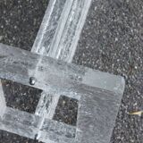 Vintage coffee table with frosted plexiglass base 1970s