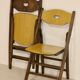 Pair of vintage folding chairs year 50 sculpted backrest.