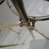 table, end table in gold metal and glass