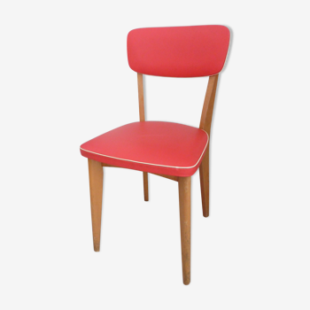 Chaise de bistrot en skaï rouge