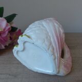 Pichet barbotine white and pink owl – Vintage Japanese, signed Fratelli Gia