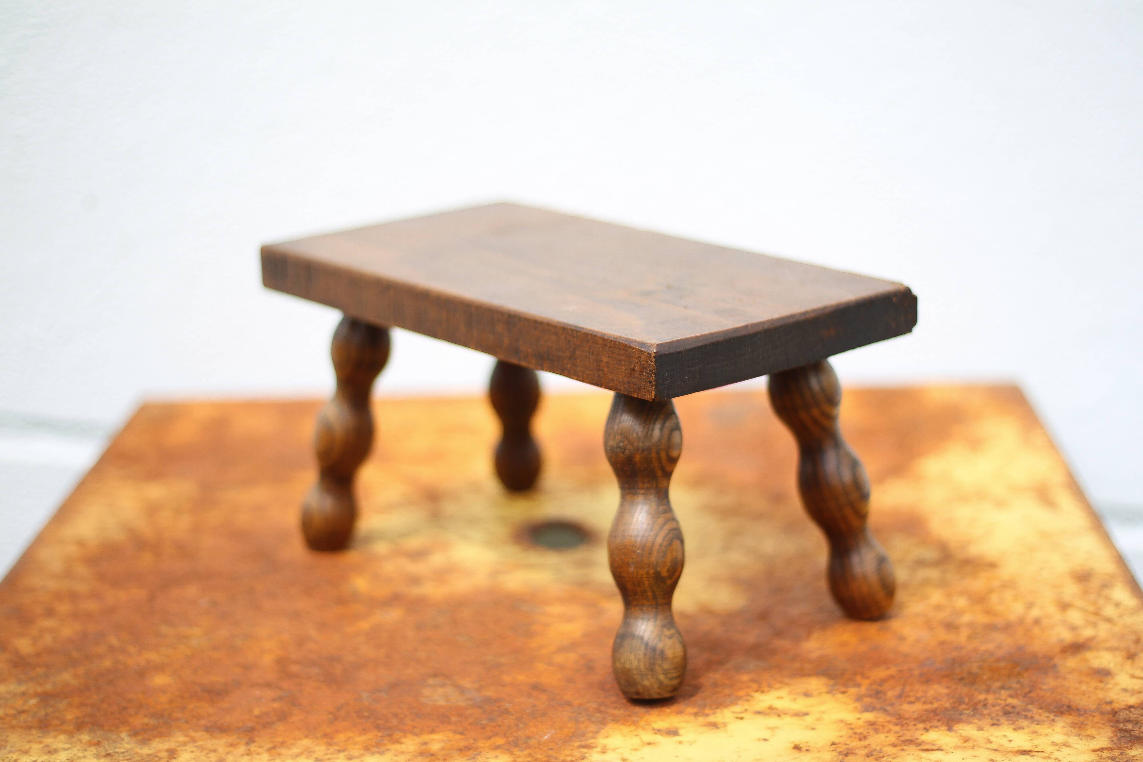 Wooden stool, small beaded foot stool, plant holder